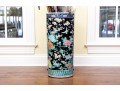 Chinese Famille Rose On Black Ground Porcelain Umbrella Stand