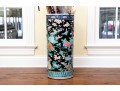 Chinese Famille Rose On Black Ground Porcelain Umbrella Stand