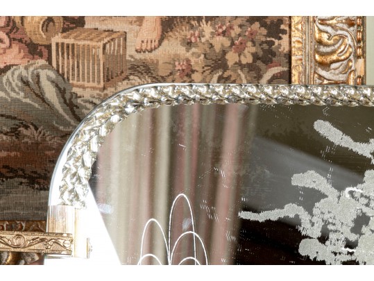 Exquisite Italian Murano Glass And Etched Mirror Vanity Tray