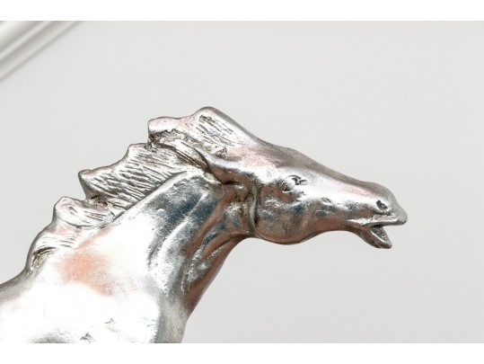Striking Pair Of Silver-gilded Horse Figures