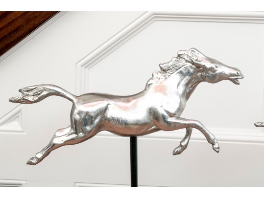 Striking Pair Of Silver-gilded Horse Figures
