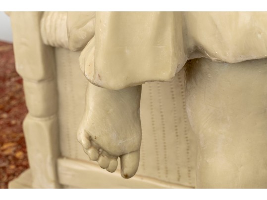 Romanelli, Italian Marble / Alabaster  Hand Carved Sculpture Of Children