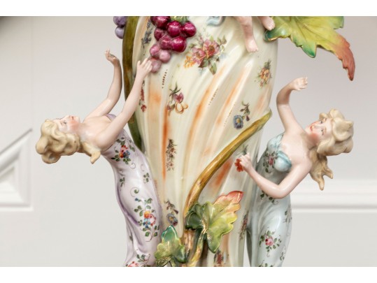 Pair Of Art Nouveau German Porcelain Figural Table Lamps