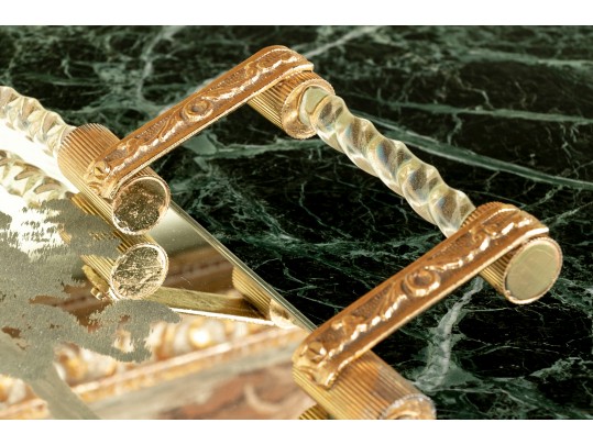 Exquisite Italian Murano Glass And Etched Mirror Vanity Tray