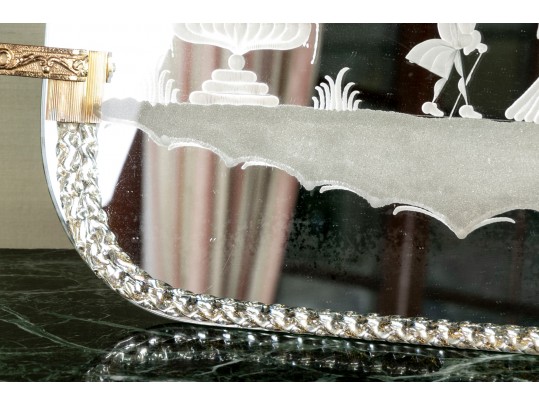 Exquisite Italian Murano Glass And Etched Mirror Vanity Tray