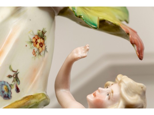 Pair Of Art Nouveau German Porcelain Figural Table Lamps
