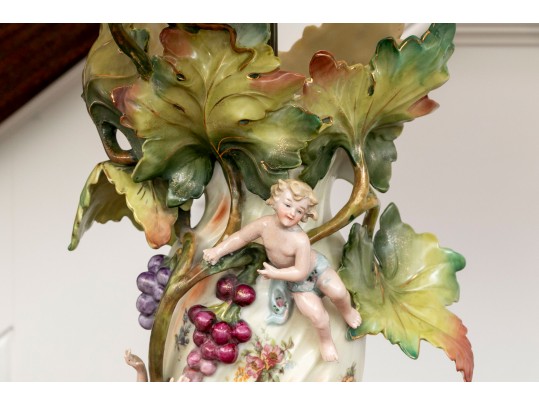Pair Of Art Nouveau German Porcelain Figural Table Lamps