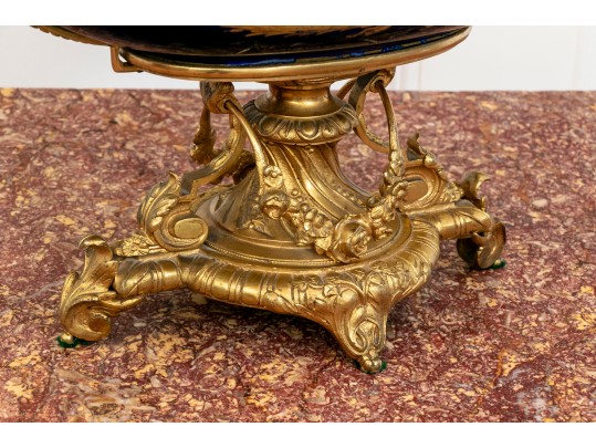 Late 19th-century Sevres-style Ormolu-mounted Porcelain Footed Centerpiece Bowl