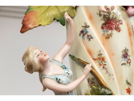 Pair Of Art Nouveau German Porcelain Figural Table Lamps