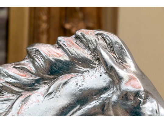 Striking Pair Of Silver-gilded Horse Figures