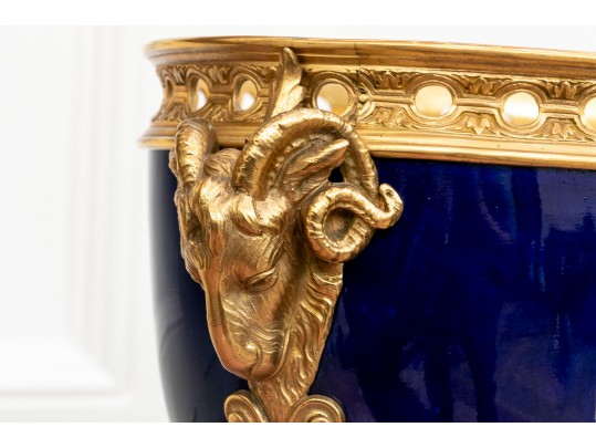 Late 19th-century Sevres-style Ormolu-mounted Porcelain Footed Centerpiece Bowl