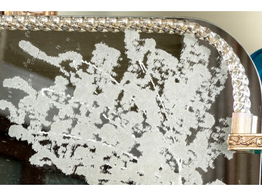 Exquisite Italian Murano Glass And Etched Mirror Vanity Tray