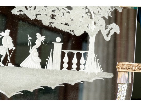 Exquisite Italian Murano Glass And Etched Mirror Vanity Tray