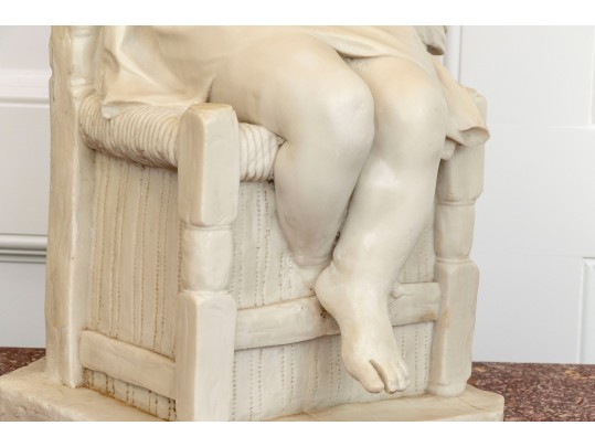 Romanelli, Italian Marble / Alabaster  Hand Carved Sculpture Of Children