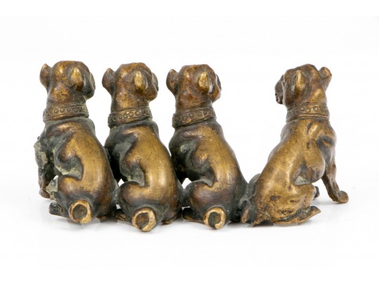 Bronze Miniature Figural Group Of Dogs