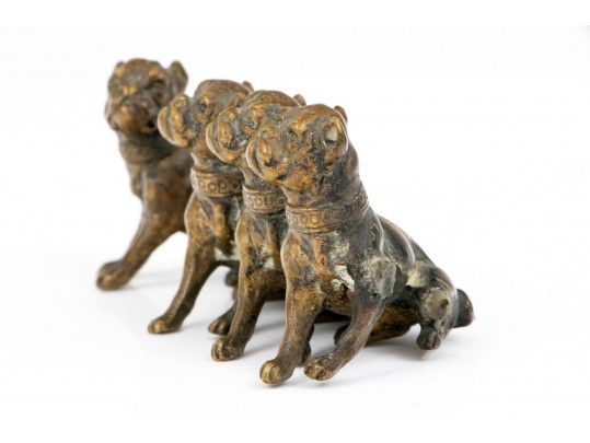 Bronze Miniature Figural Group Of Dogs