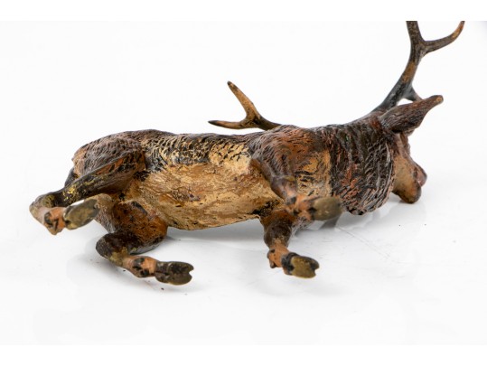 Cold Painted Vienna Bronze Figure Of A Standing Stag