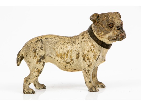 Cold Painted Bronze Chunky Bull Dog Figure