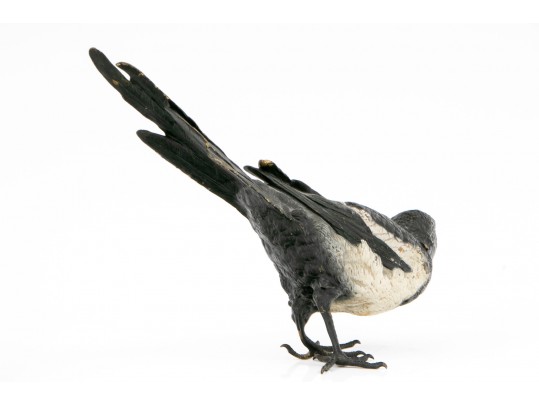 A Large Cold Painted Bronze Figure Of A Magpie By Franz Bergman
