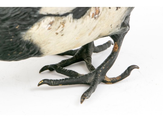 A Large Cold Painted Bronze Figure Of A Magpie By Franz Bergman