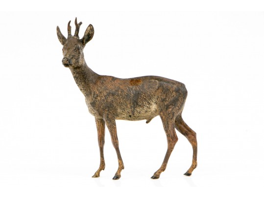 Cold Painted Vienna Bronze Figure Of A Stag
