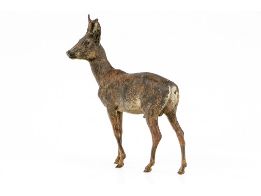Cold Painted Vienna Bronze Figure Of A Stag