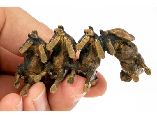 Bronze Miniature Figural Group Of Dogs