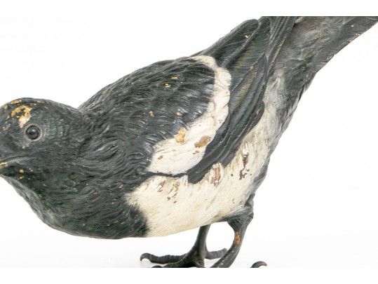 A Large Cold Painted Bronze Figure Of A Magpie By Franz Bergman