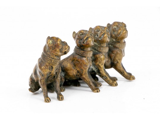 Bronze Miniature Figural Group Of Dogs