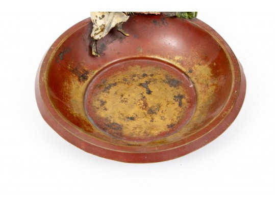 Cold Painted Bronze Arabesque Figures Atop A Dish