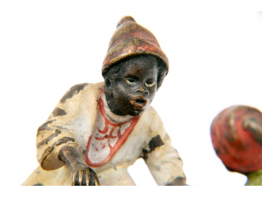 Cold Painted Bronze Arabesque Figures Atop A Dish