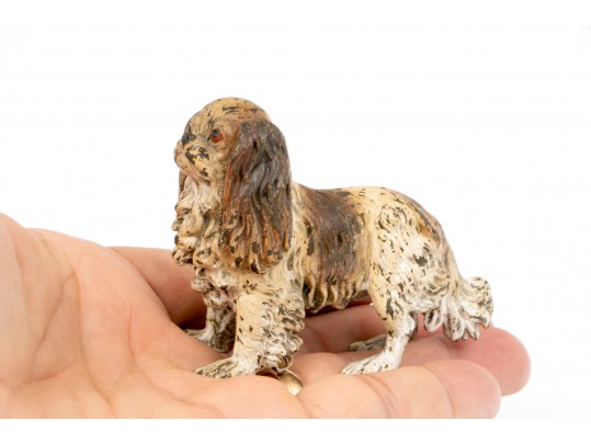 Antique Vienna Bronze Cold Painted Spaniel Figure