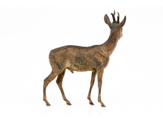 Cold Painted Vienna Bronze Figure Of A Stag