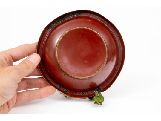 Cold Painted Bronze Arabesque Figures Atop A Dish