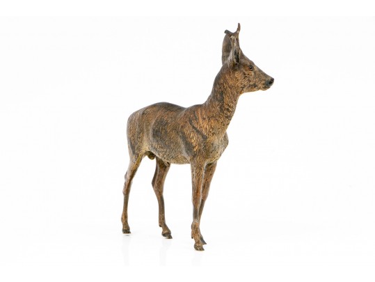 Cold Painted Vienna Bronze Figure Of A Stag