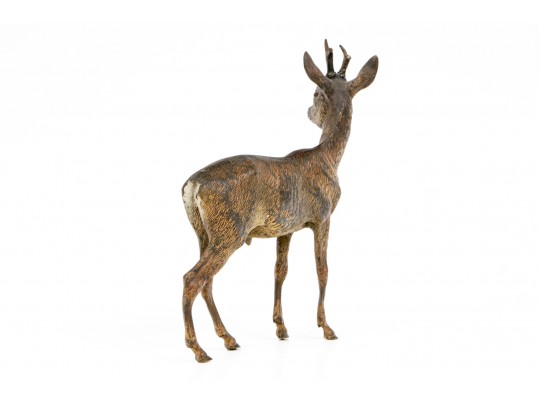Cold Painted Vienna Bronze Figure Of A Stag