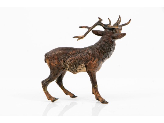 Cold Painted Vienna Bronze Figure Of A Standing Stag