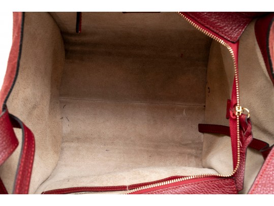 Valentino Lavish Burgundy Leather, Alligator And Suede Oversized Top Handle Bag