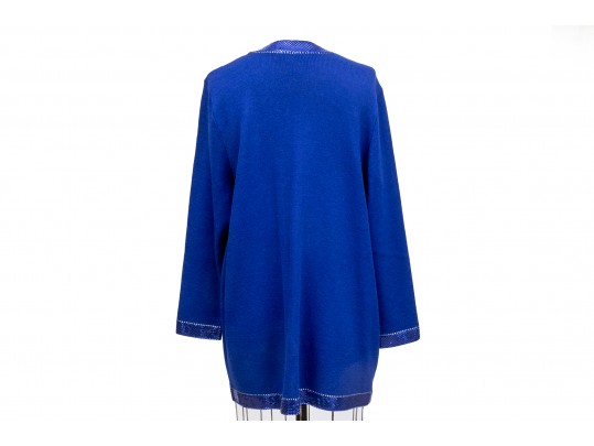 St. John Sequinned Blue Long Cardigan, Size 16