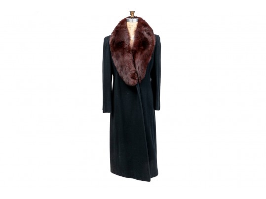 Neiman Marcus Cashmere Dark Blue Trench Coat