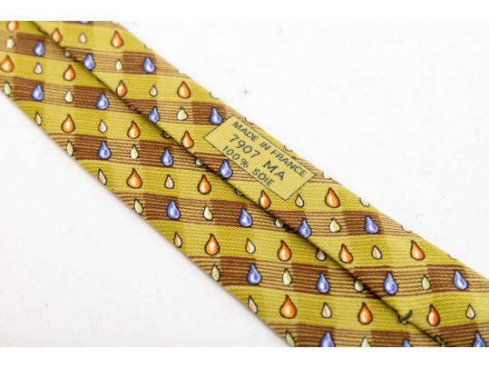 Hermes Lot Of Three Silk Ties, Assorted Colors And Patterns