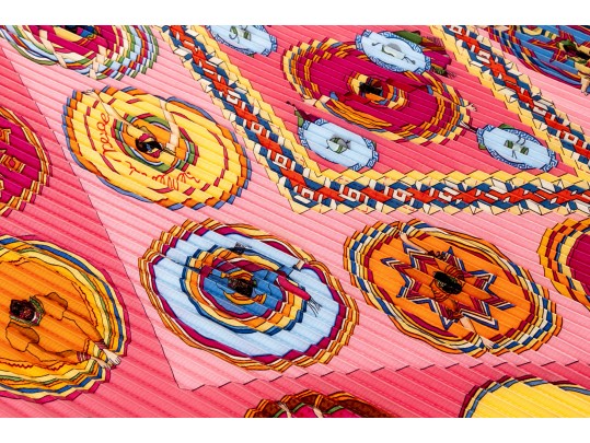 Hermès Silk Plissé Scarf, 90cm With Box