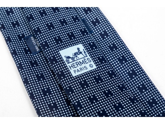 Hermes Lot Of Three Silk Ties, Blue Tones