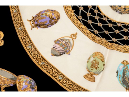 Lovely Silk Scarf Commemorating The Faberge Exhibit At The Met