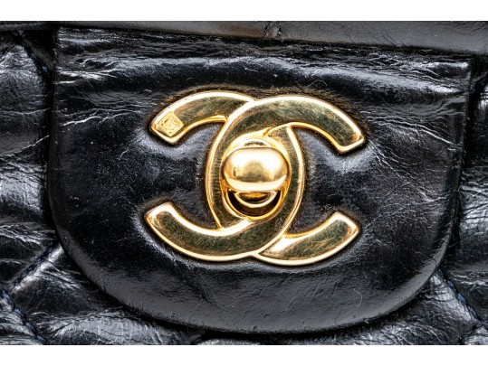 Chanel Classic Black Lambskin Quilted Leather Single Flap Shoulder Bag