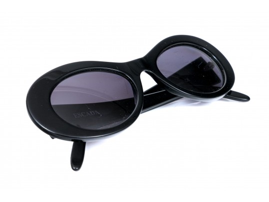 Escada Sophisticated Wide Frame Black Acrylic Sunglasses
