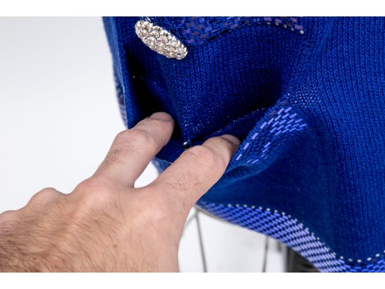 St. John Sequinned Blue Long Cardigan, Size 16