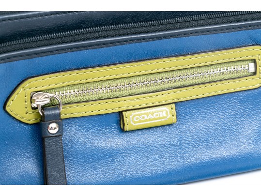 Tasteful Blue And Green Coach Clutch