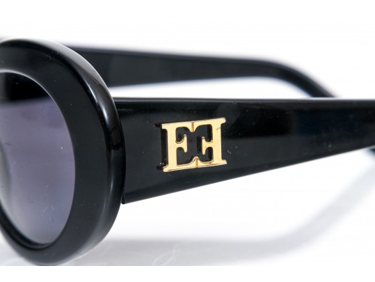 Escada Sophisticated Wide Frame Black Acrylic Sunglasses