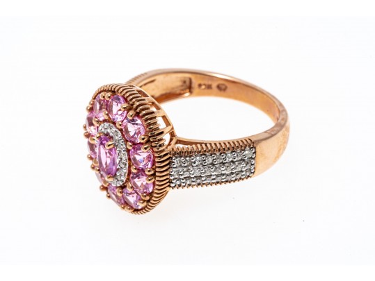Delicate 14K And Light Pink Sapphire Ring, Size 7